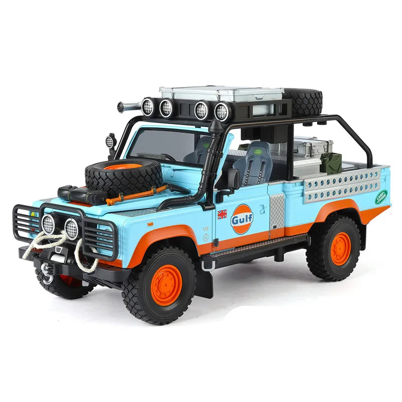 1:24 Land Rover Defender 110 SUV Diecast Model Car with Sound, Lights & Pull Back Action
