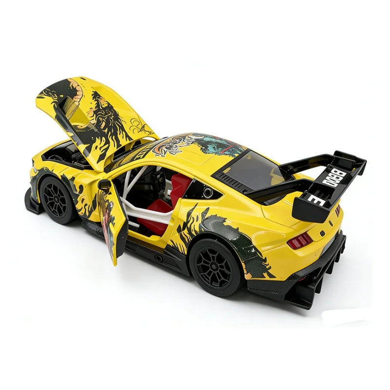 1:24 Ford Mustang GT3 Lee Die-Cast Alloy Racing Car Model with Sound, Lights &amp; Pull-Back Action