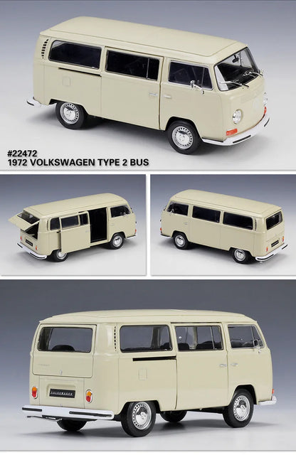 WELLY 1:24 Volkswagen VW T2 T1 Bus Alloy Diecast Vehicle Model