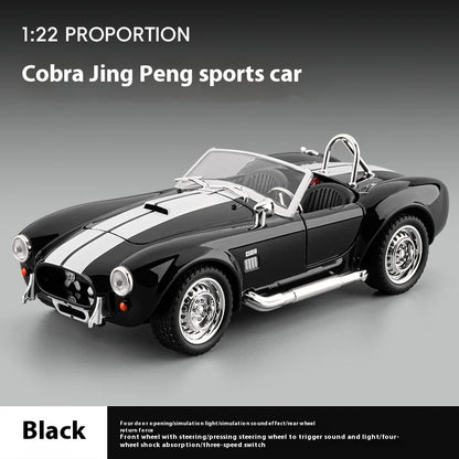 CCA 1965 Shelby Cobra Convertible Roadster 1:24 Diecast Model Car with Sound, Lights & Pull-Back Action