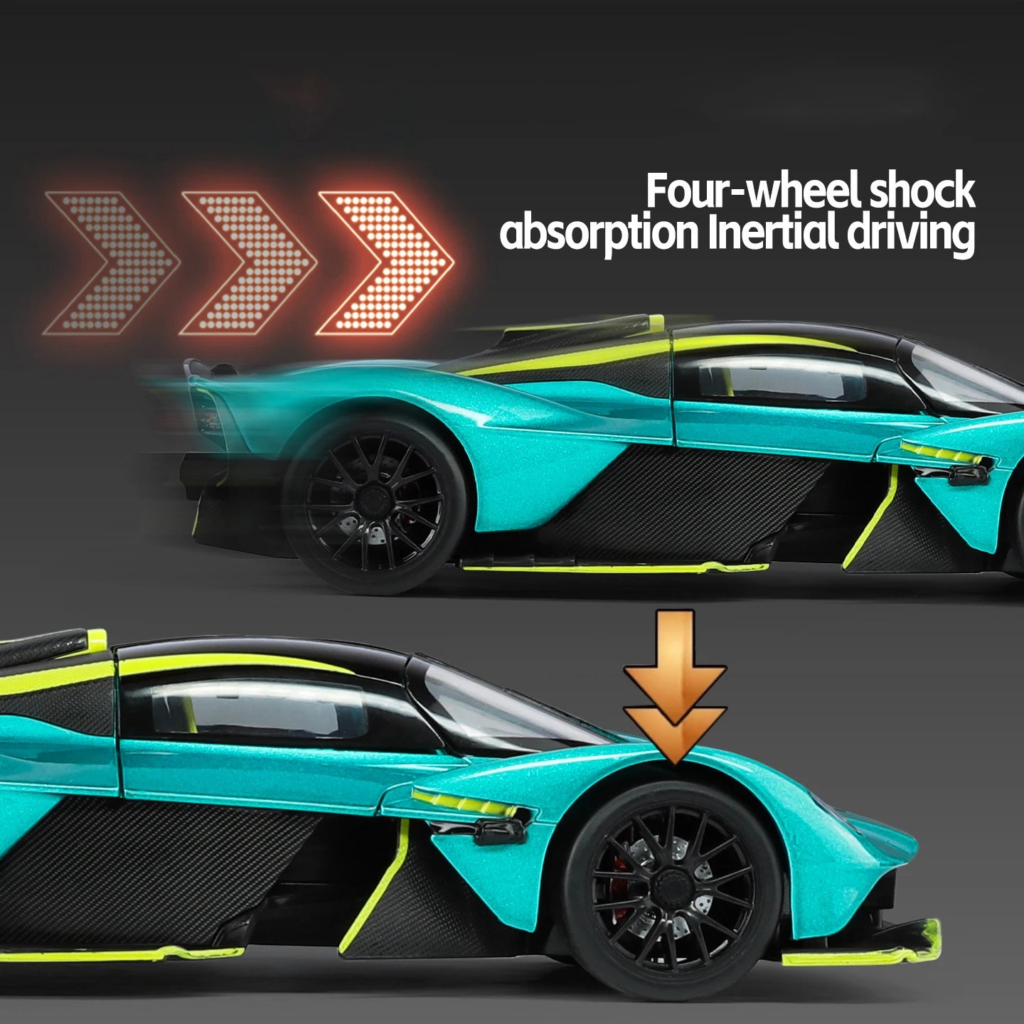 Aston Martin Valkyrie Supercar Diecast Model – Sound, Light and Pull Back Collectible Edition