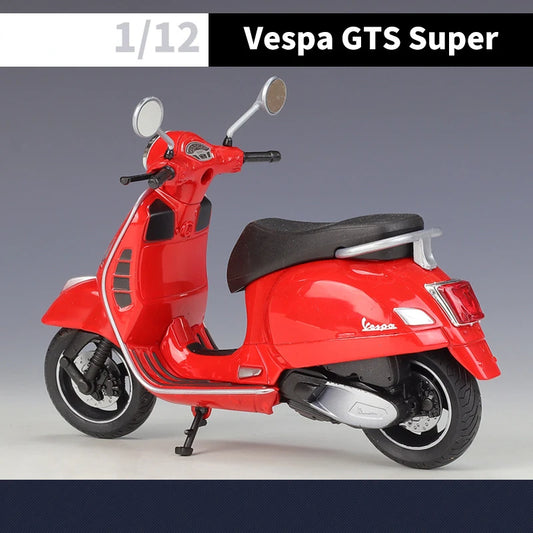 WELLY 1/12 Vespa GTS Super 2020 Die Cast Motorcycle Model Toy Vehicle Collection Autobike Off Road Autocycle Toys Car