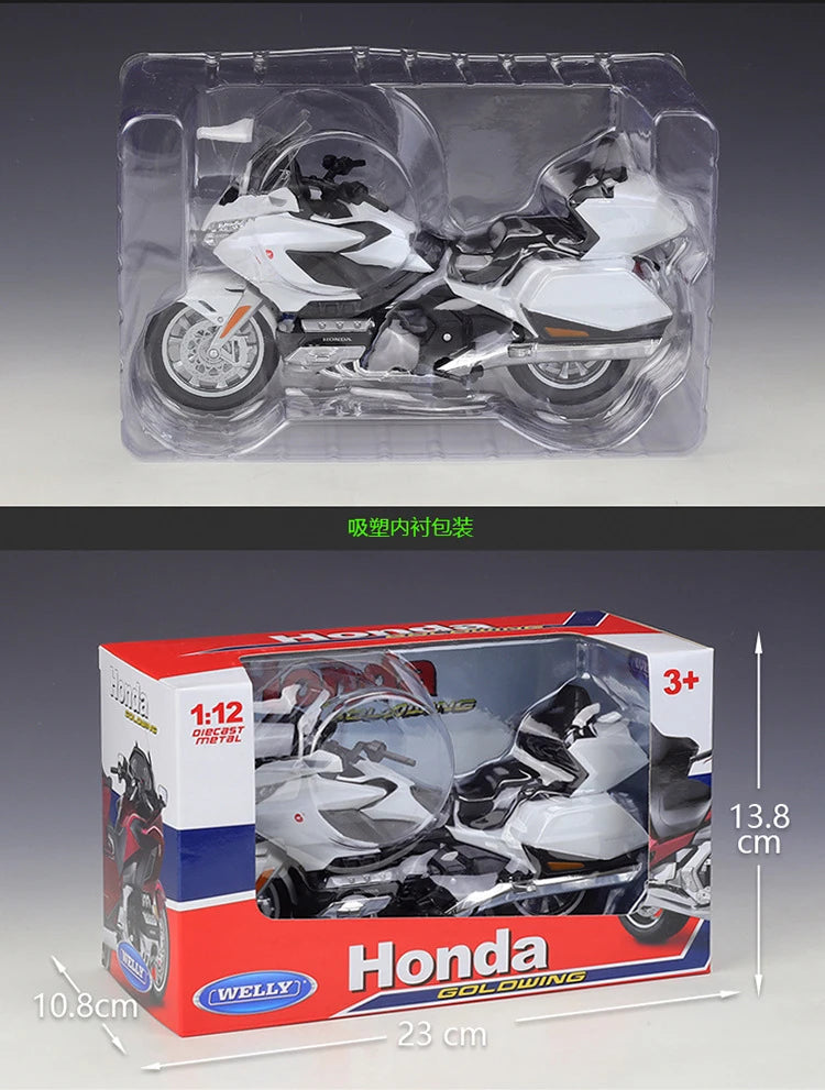 WELLY 1:12 Honda Gold Wing Die Cast Motorcycle Model Toy Vehicle Collection Autobike Shork-Absorber Off Road Autocycle Toys Car