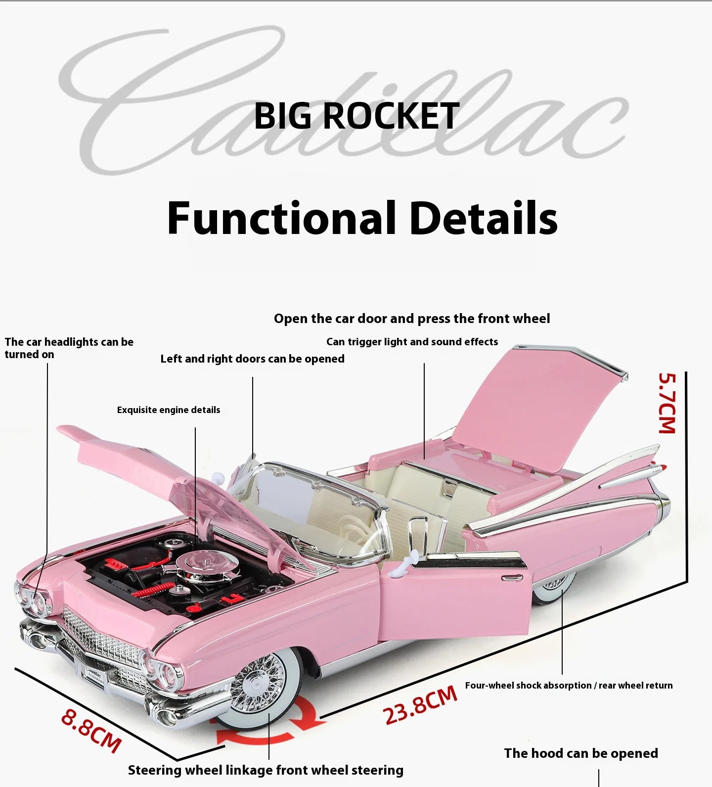 1:24 Retro Luxury Convertible Sports Car Diecast Model