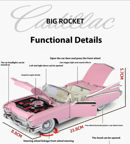 1:24 Retro Luxury Convertible Sports Car Diecast Model