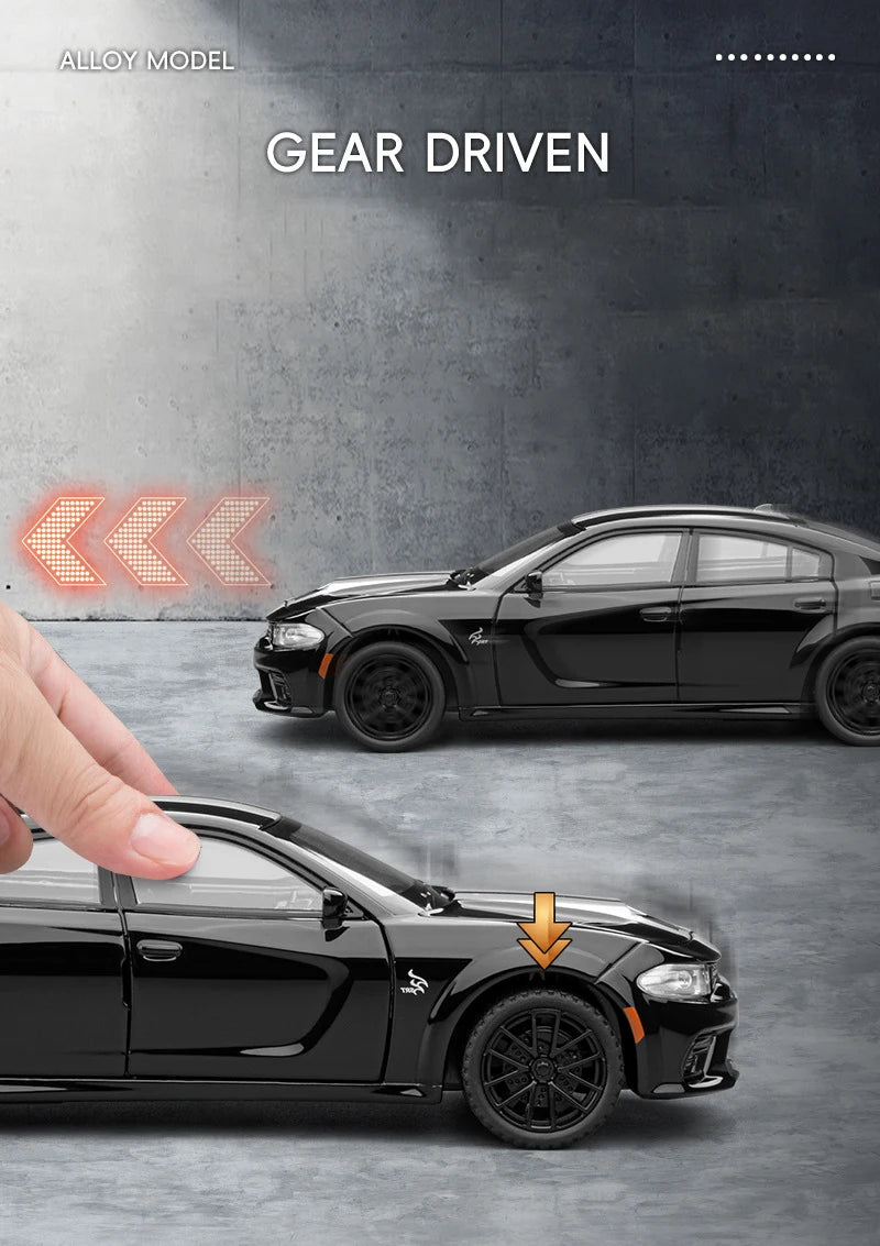 1:32 Charger SRT Hellcat Alloy Muscle Car Model with Sound, Lights, Pull-Back Action