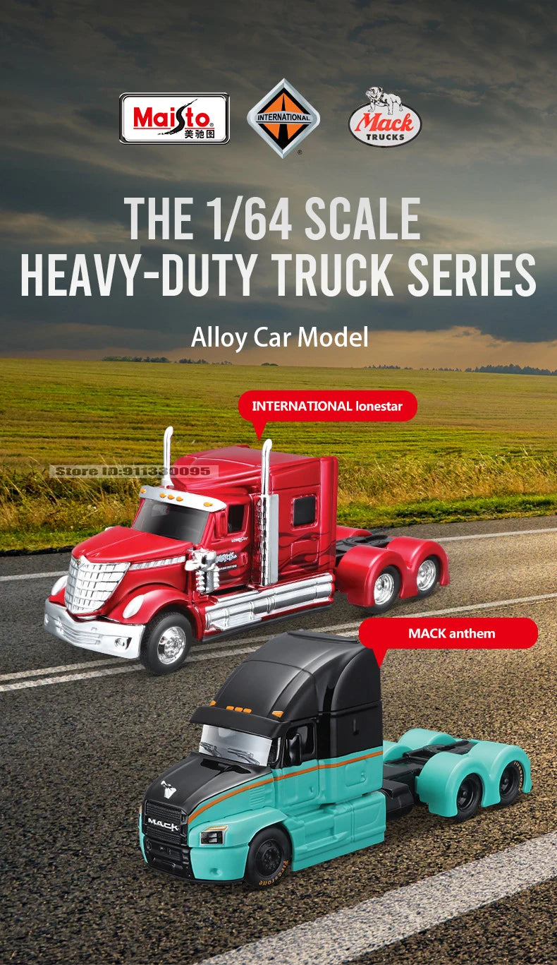 Maisto 1:64 Mercedes-Benz & Mack Anthem Tow & Go Die-Cast Truck with Trailer