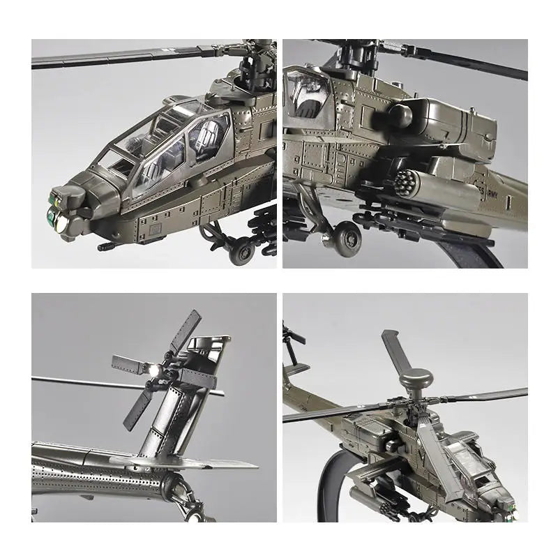 AH-64 Apache Gunship Helicopter Diecast Collectible Model Sound & Light Effects