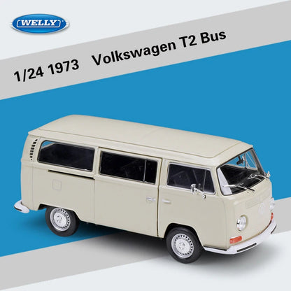 WELLY 1:24 Volkswagen VW T2 T1 Bus Alloy Diecast Vehicle Model