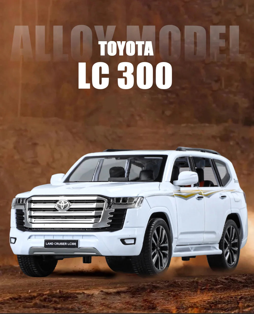 Toyota Land Cruiser LC300 Diecast Alloy SUV Model Car Pull Back Sound & Light