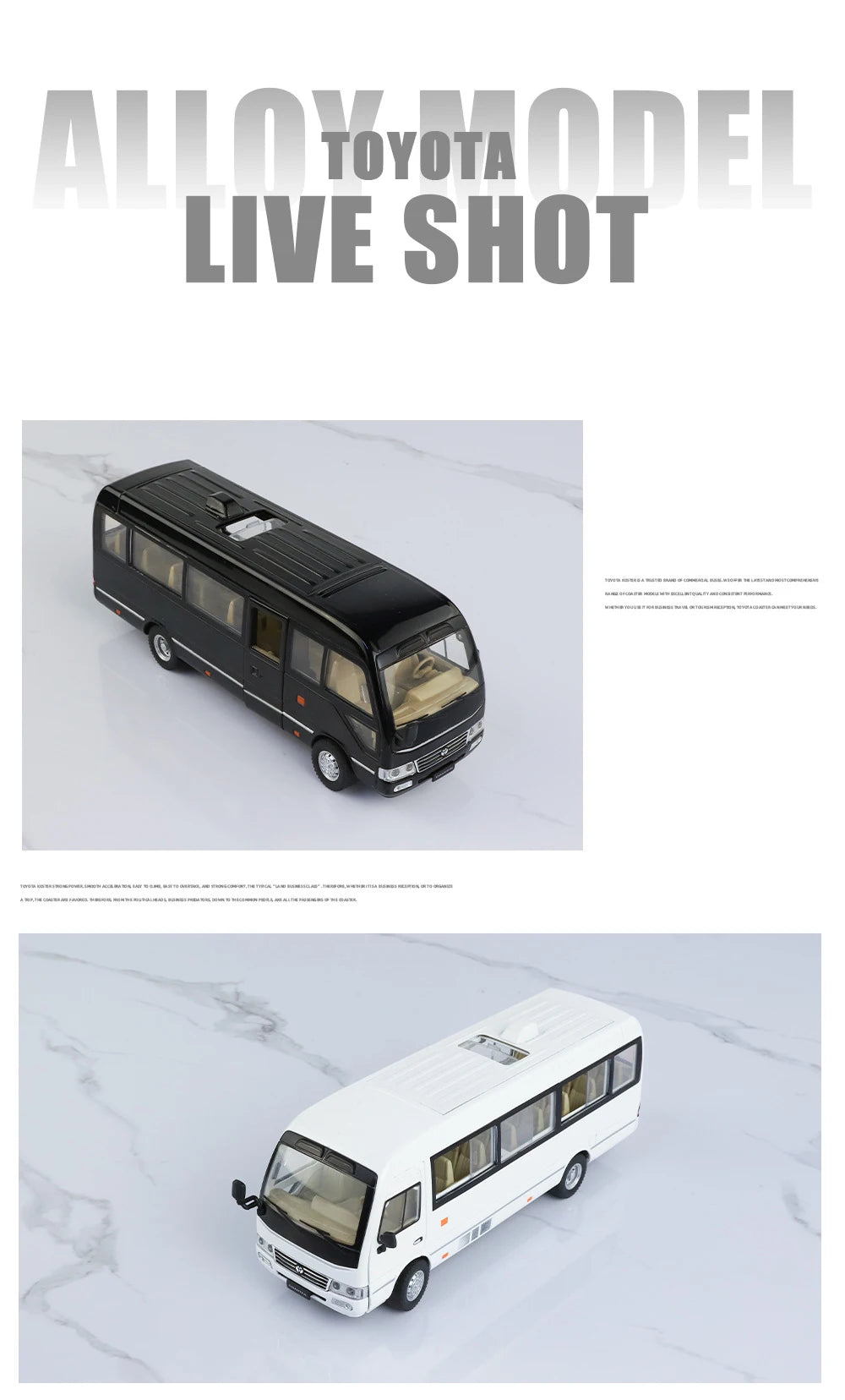 Toyota Coaster Mini Bus Diecast Model Vehicle - Sound & Light Efects