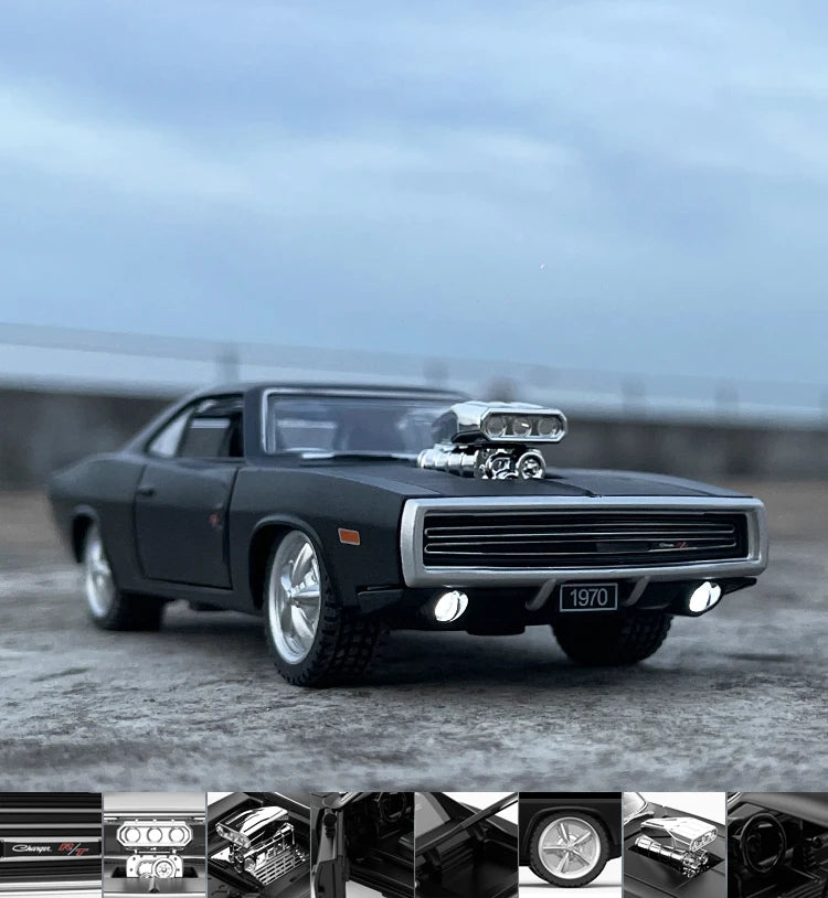 1970 Dodge Charger R/T Diecast Model Car – 1:32 Scale with Sound, Light & Pull-Back Action