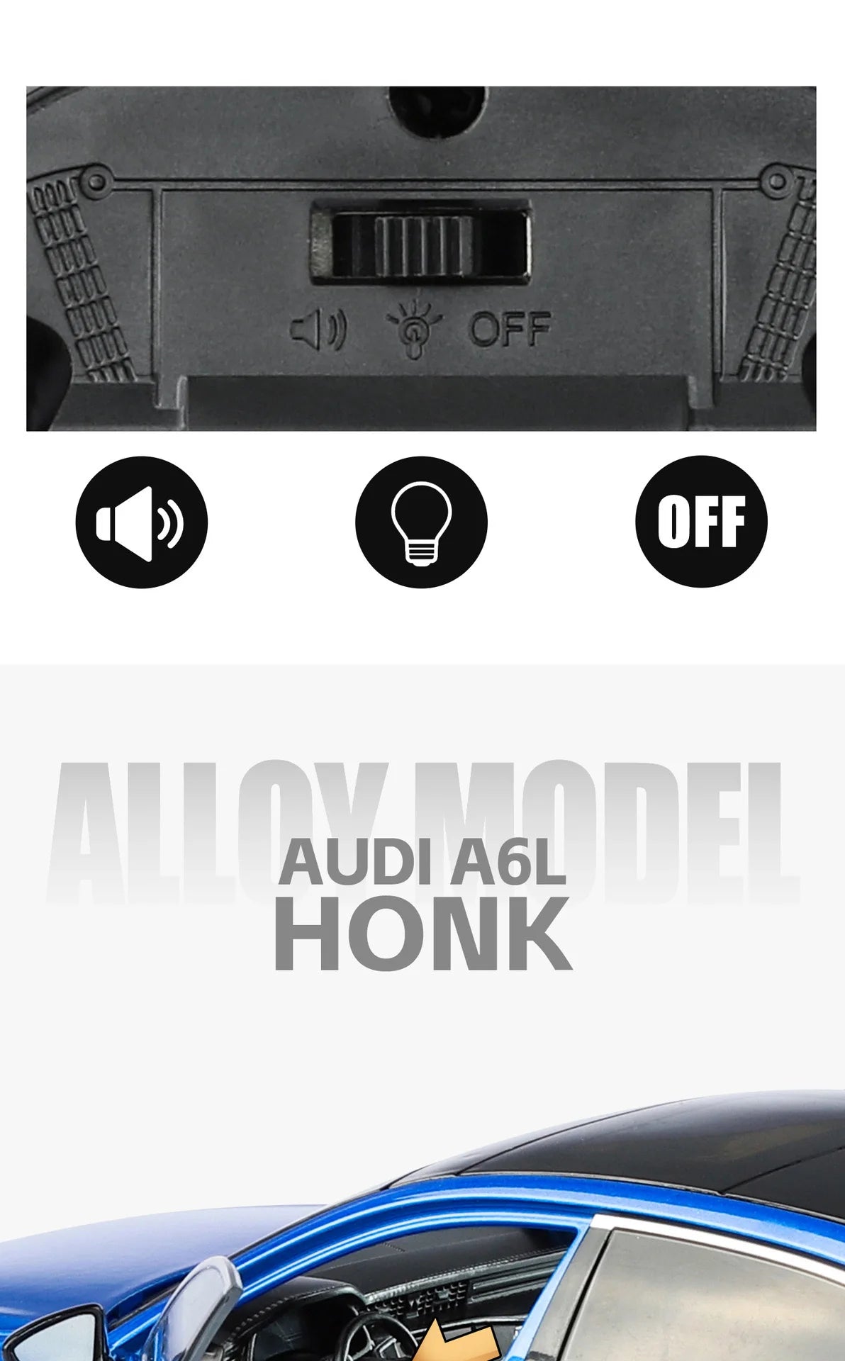 AUDI A6 Alloy Diecast Model Car - Sound and Light Collection Edition – 1:24 Scale