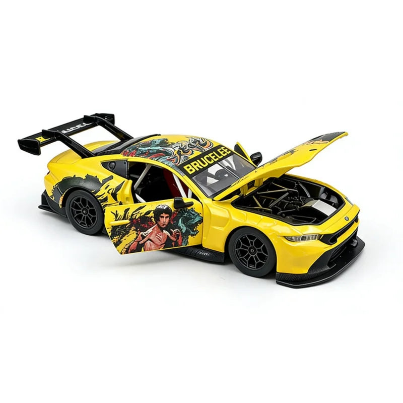 1:24 Ford Mustang GT3 Lee Die-Cast Alloy Racing Car Model with Sound, Lights &amp; Pull-Back Action