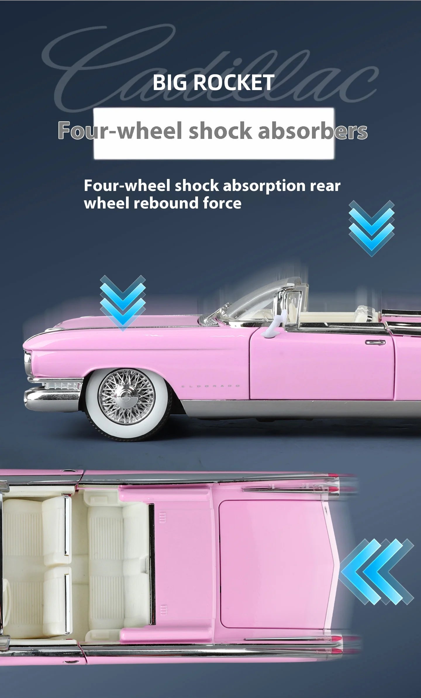 1:24 Retro Luxury Convertible Sports Car Diecast Model