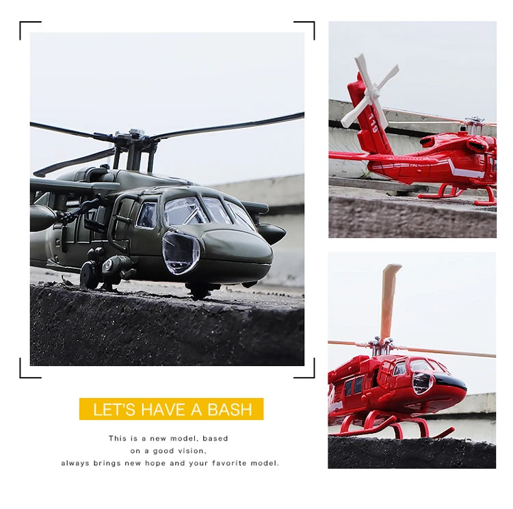 Sikorsky  UH-60 Black Hawk Helicopter Diecast Collectible Model Sound & Light Effects