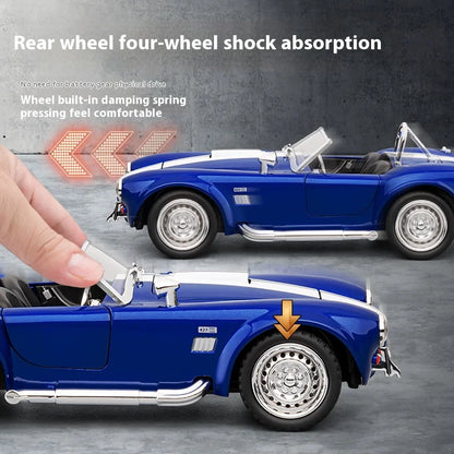 CCA 1965 Shelby Cobra Convertible Roadster 1:24 Diecast Model Car with Sound, Lights & Pull-Back Action