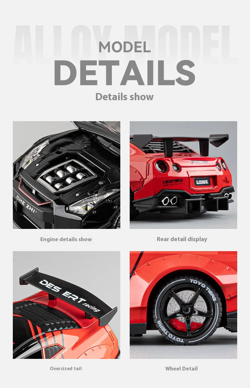 Nissan GT-R R35 Diecast Model Car with Sound & Light – 1:24 Scale