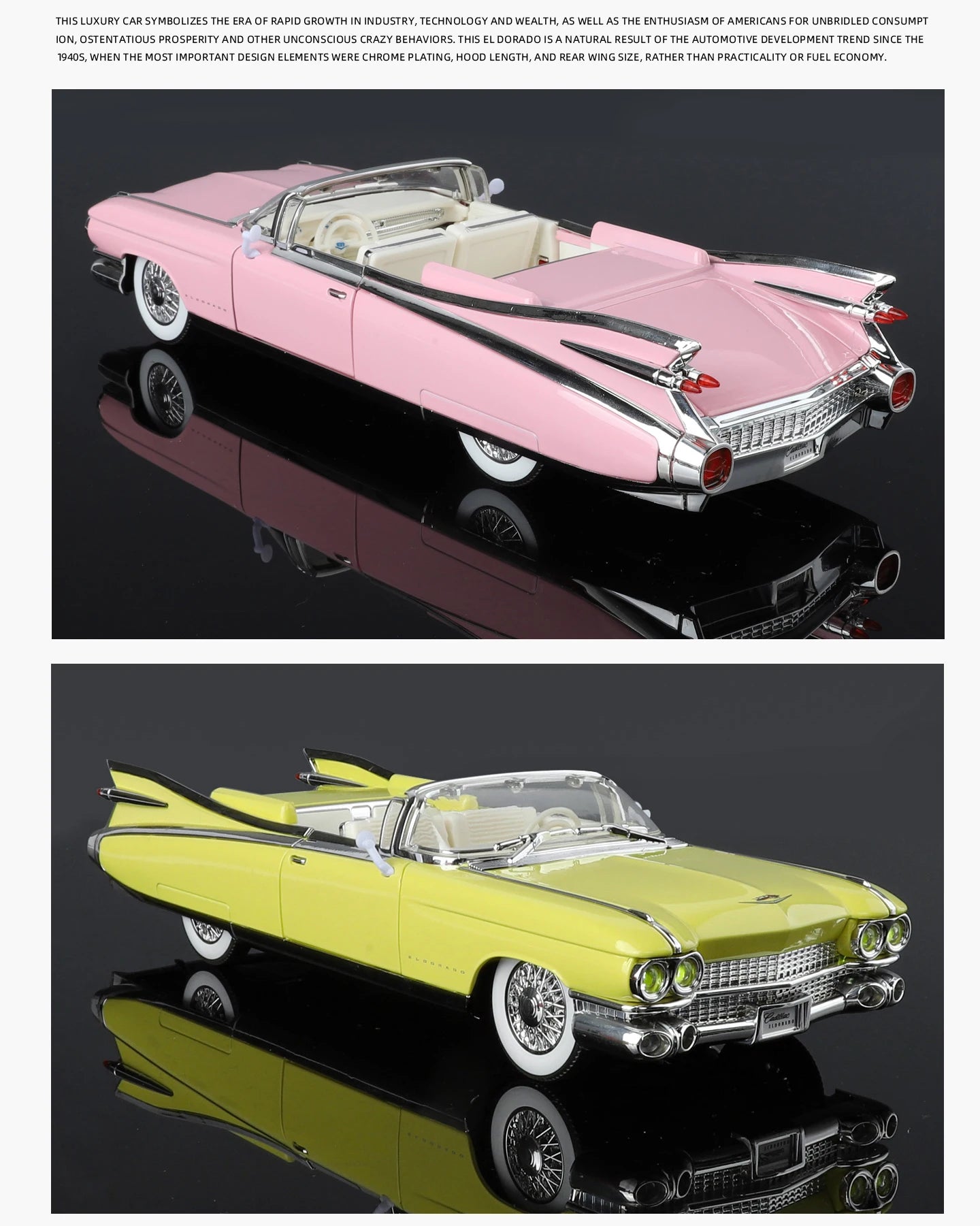 1:24 Retro Luxury Convertible Sports Car Diecast Model