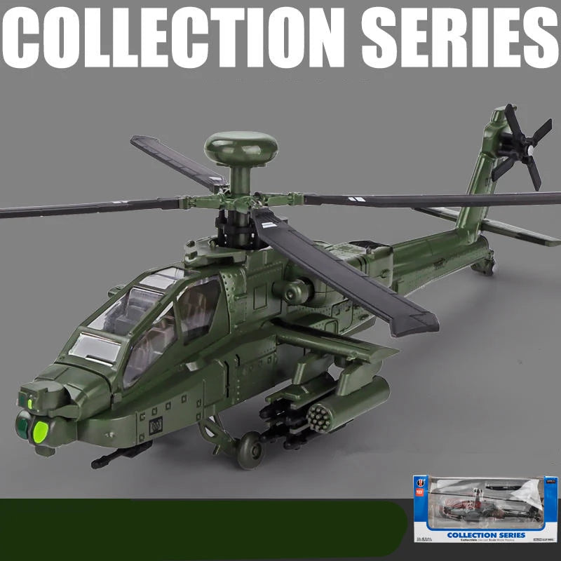 AH-64 Apache Gunship Helicopter Diecast Collectible Model Sound & Light Effects