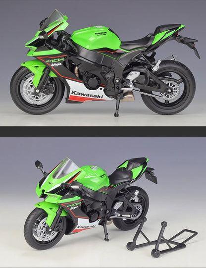 WELLY 1:12 Kawasaki Ninja ZX10R Heavy Locomoti Simulation Alloy Motorcycle Model Shock Absorbers Collection Toy Car Gift