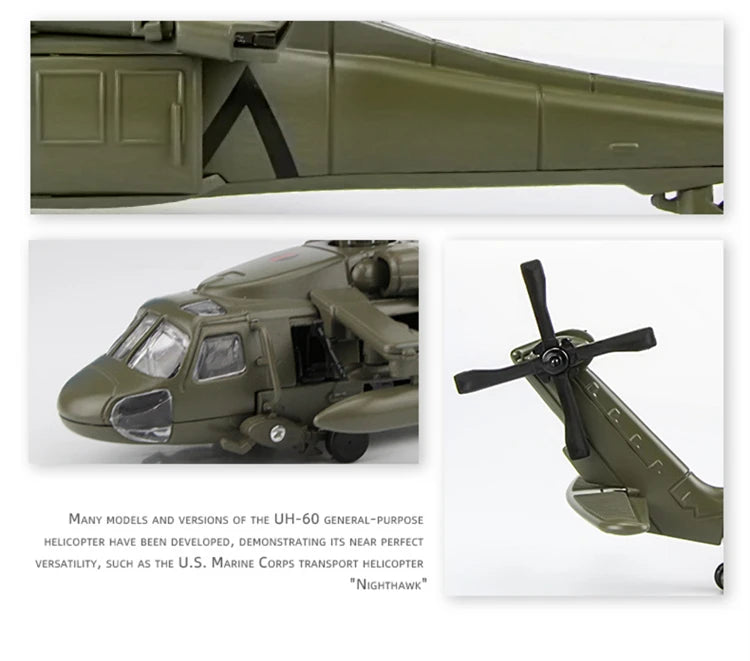 Sikorsky  UH-60 Black Hawk Helicopter Diecast Collectible Model Sound & Light Effects