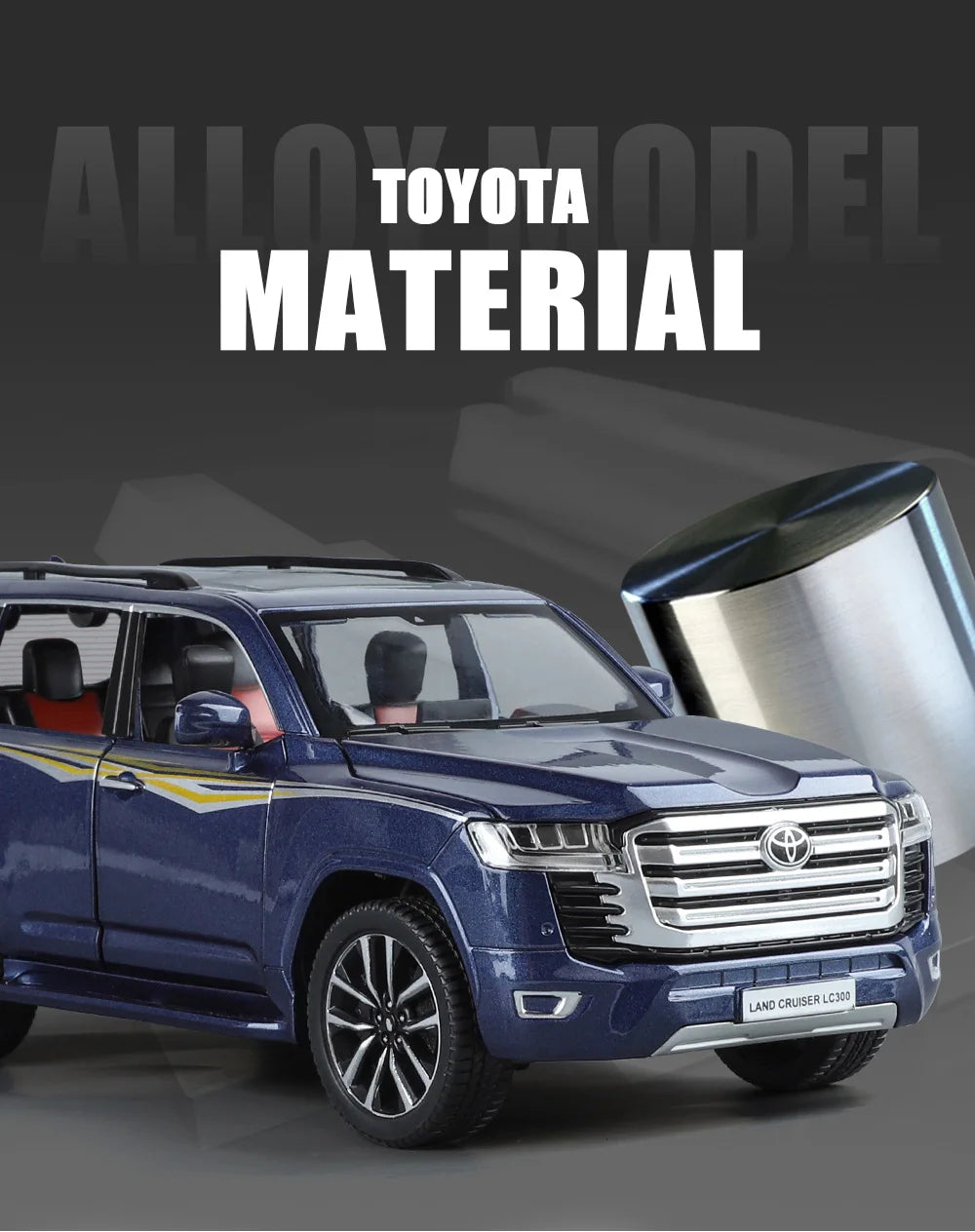 Toyota Land Cruiser LC300 Diecast Alloy SUV Model Car Pull Back Sound & Light