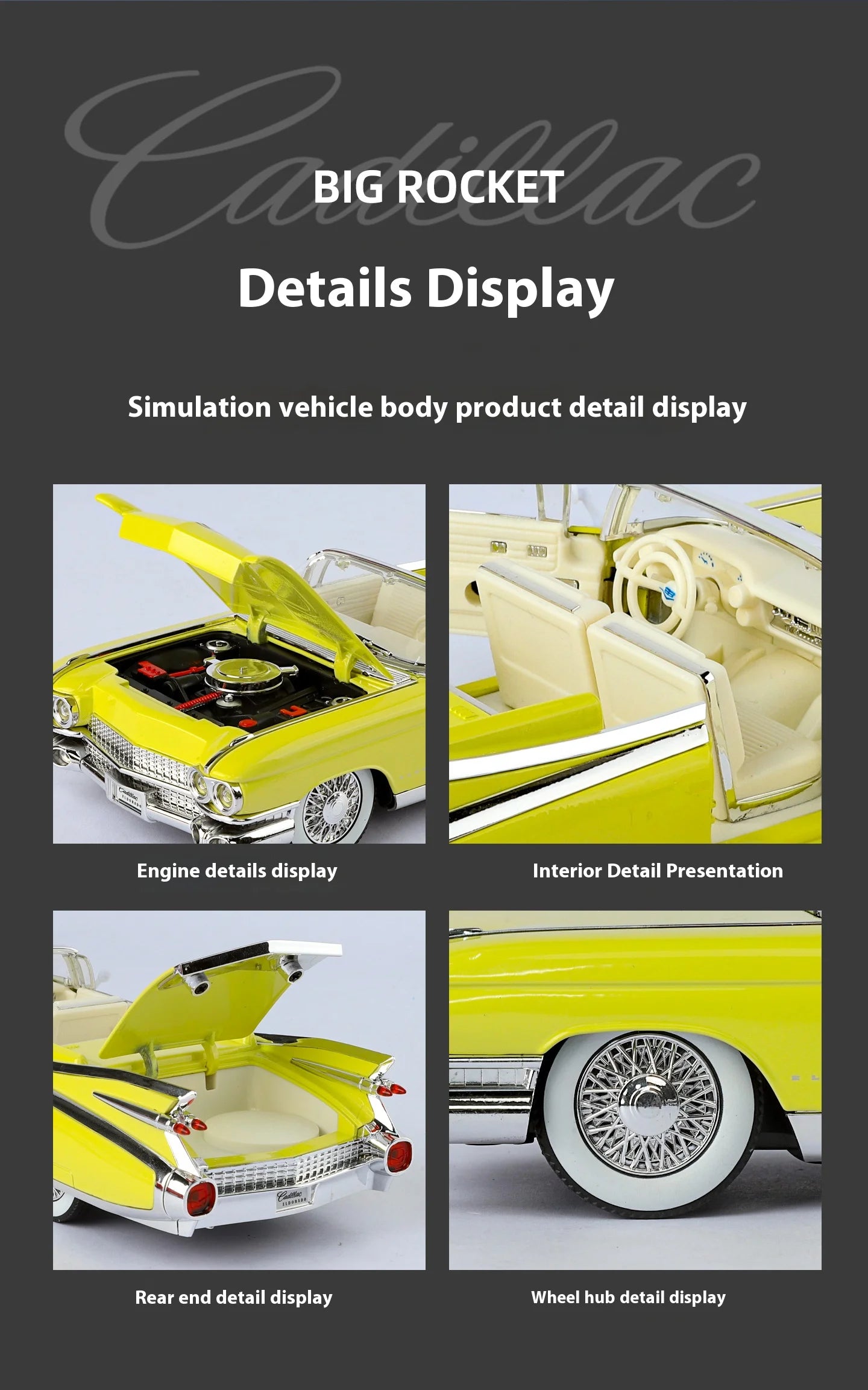 1:24 Retro Luxury Convertible Sports Car Diecast Model