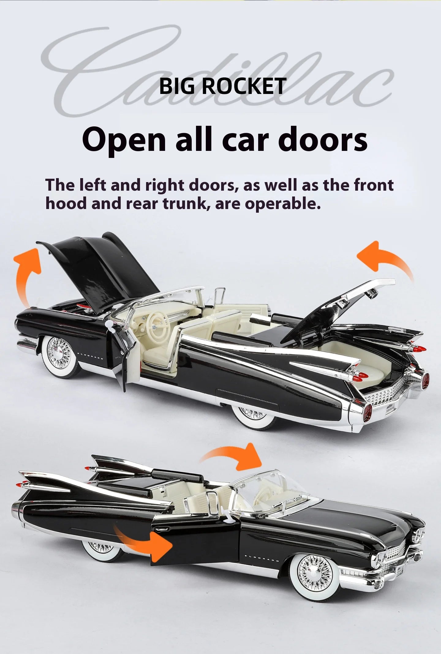 1:24 Retro Luxury Convertible Sports Car Diecast Model