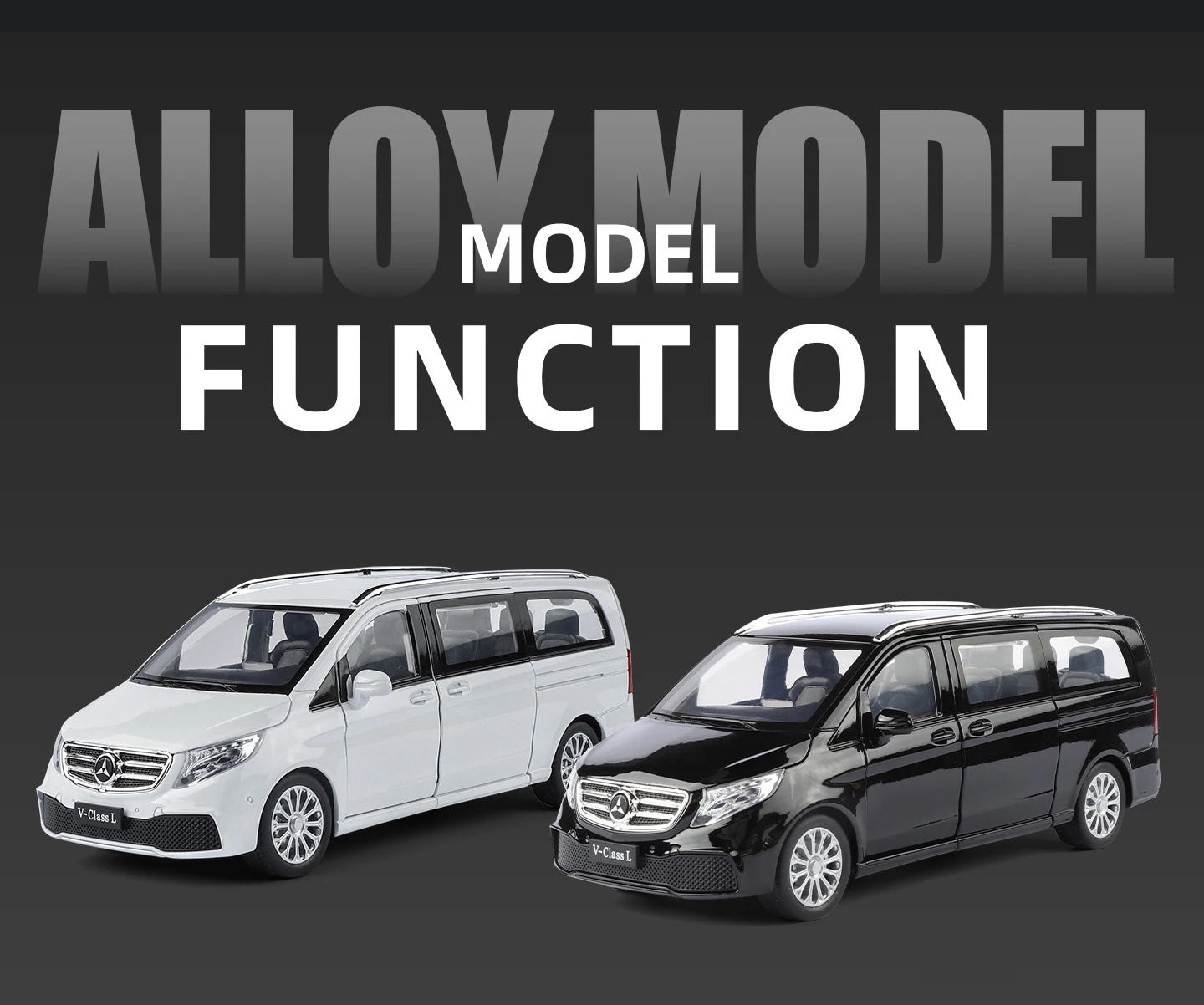 Mercedes-Benz V260 MPV Diecast Model Car with Sound, Light, Pull-Back Action – 1:24 Scale