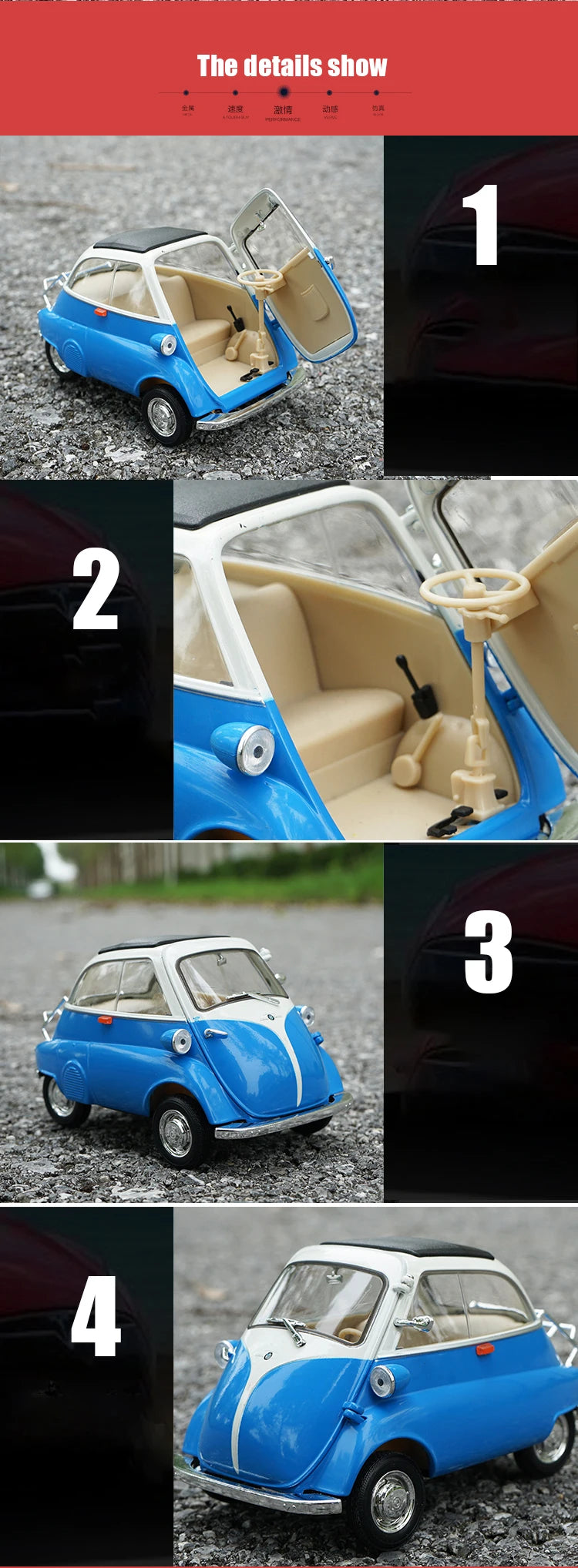 WELLY 1:18 BMW Isetta Alloy Car Diecasts & Toy Vehicles Car Model Miniature Scale Model Car For Children