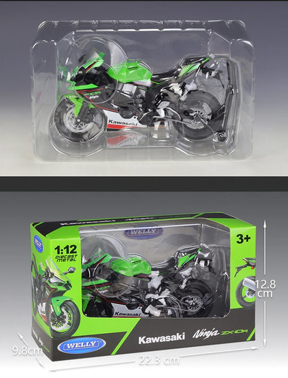 WELLY 1:12 Kawasaki Ninja ZX10R Heavy Locomoti Simulation Alloy Motorcycle Model Shock Absorbers Collection Toy Car Gift