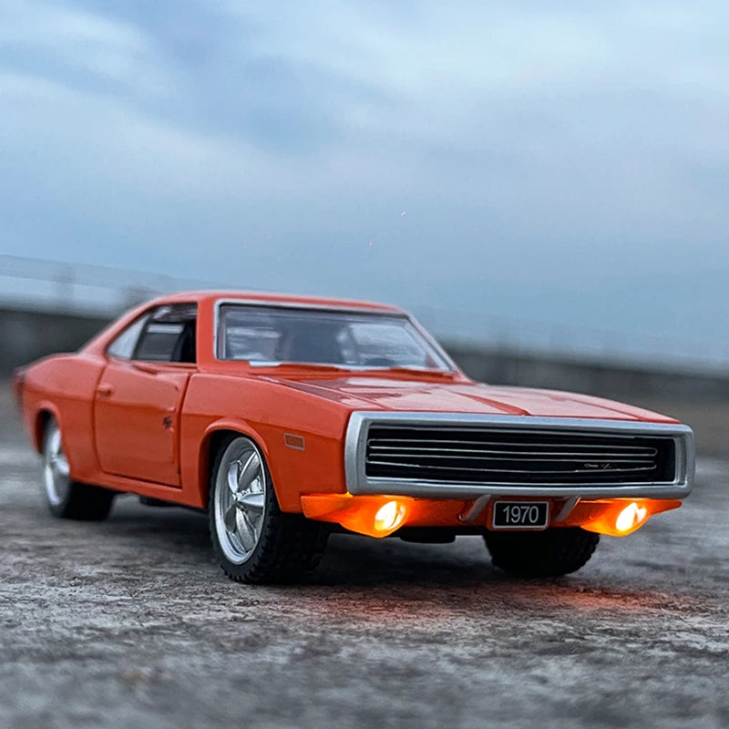 1970 Dodge Charger R/T Diecast Model Car – 1:32 Scale with Sound, Light & Pull-Back Action