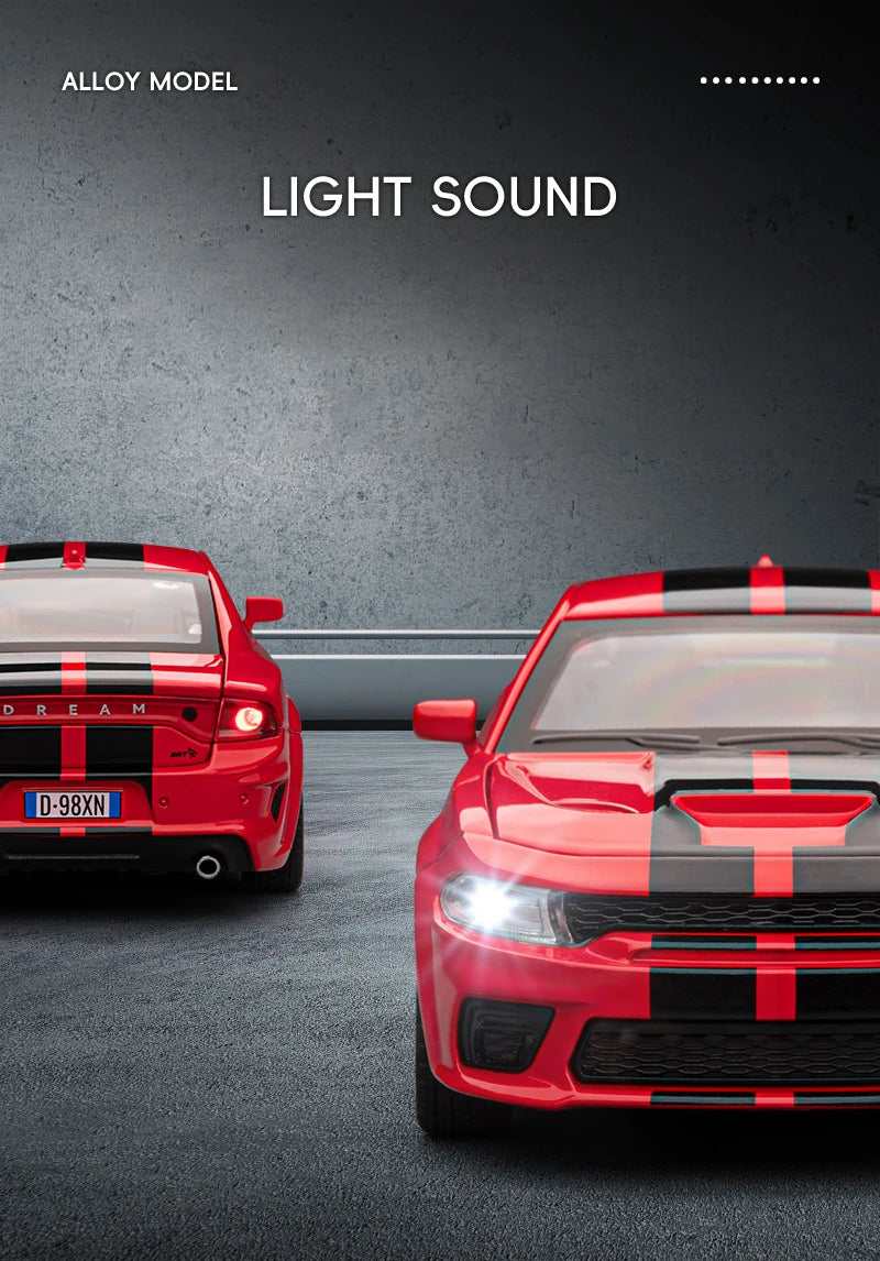 1:32 Charger SRT Hellcat Alloy Muscle Car Model with Sound, Lights, Pull-Back Action