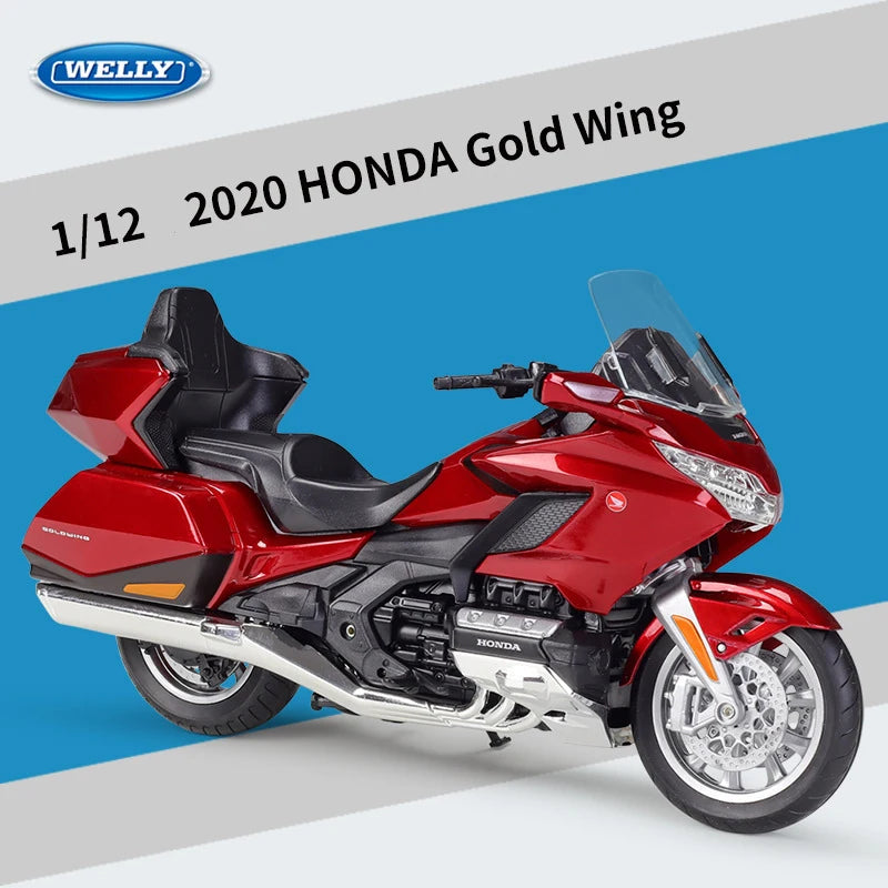 WELLY 1:12 Honda Gold Wing Die Cast Motorcycle Model Toy Vehicle Collection Autobike Shork-Absorber Off Road Autocycle Toys Car