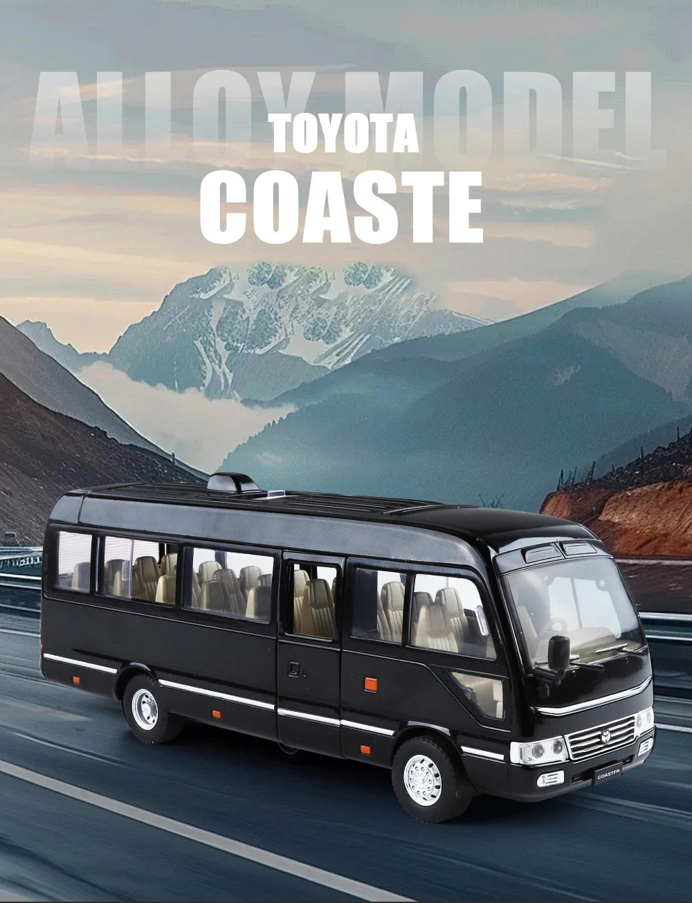 Toyota Coaster Mini Bus Diecast Model Vehicle - Sound & Light Efects