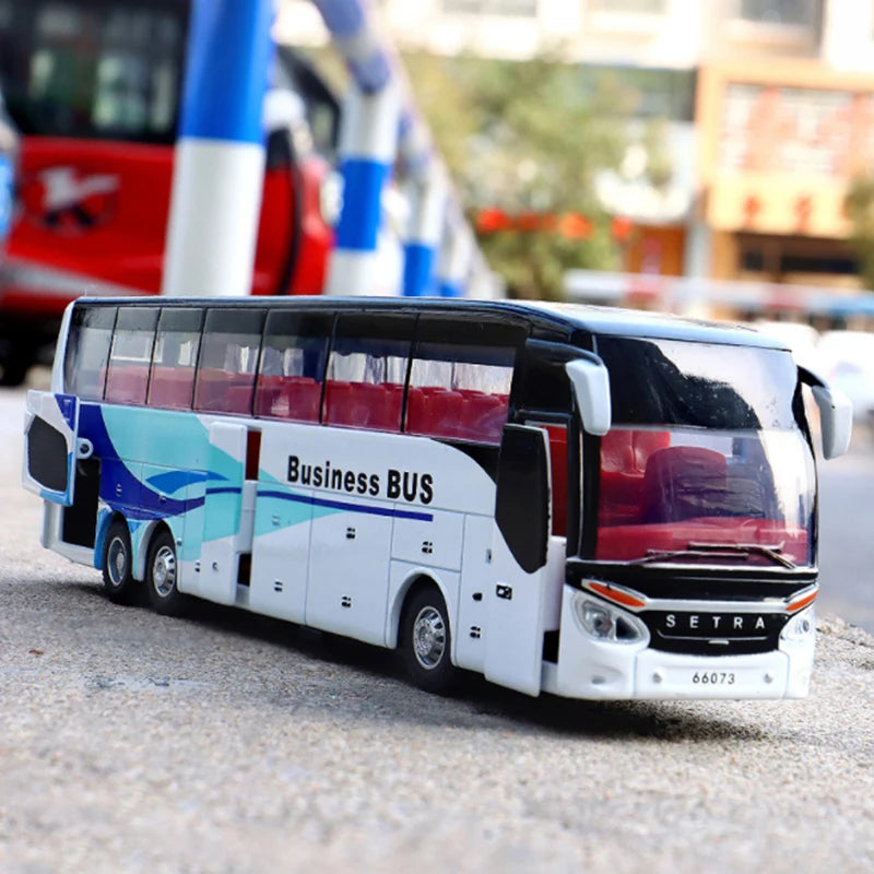 Electric Tourist Toy Traffic Bus Alloy Car Model Diecasts Simulation Metal Toy Business Bus Model Sound and Light Childrens Gift