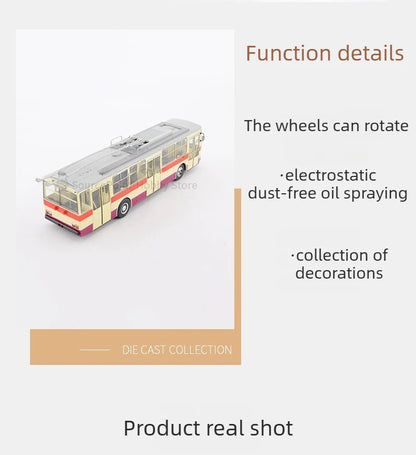 SKODA-14TR Dual-axle Trolleybus Vintage-style Bus 103663 Collectible Static Model