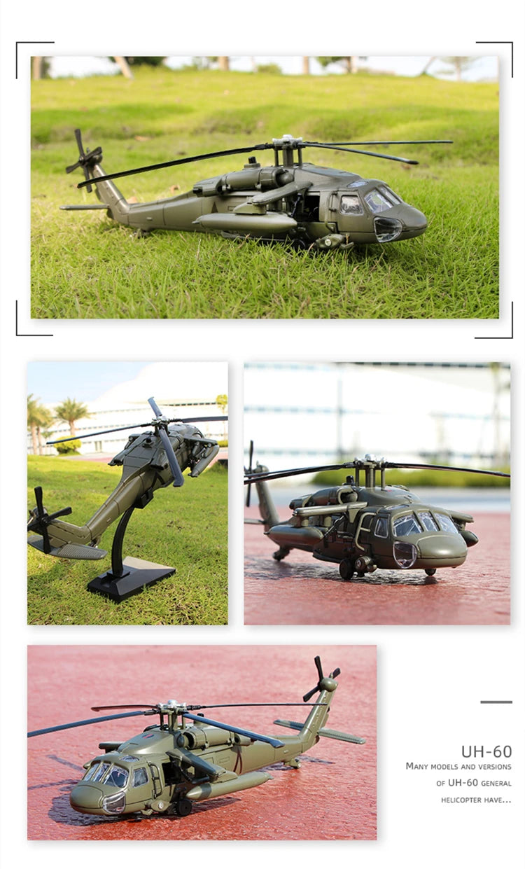 Sikorsky  UH-60 Black Hawk Helicopter Diecast Collectible Model Sound & Light Effects