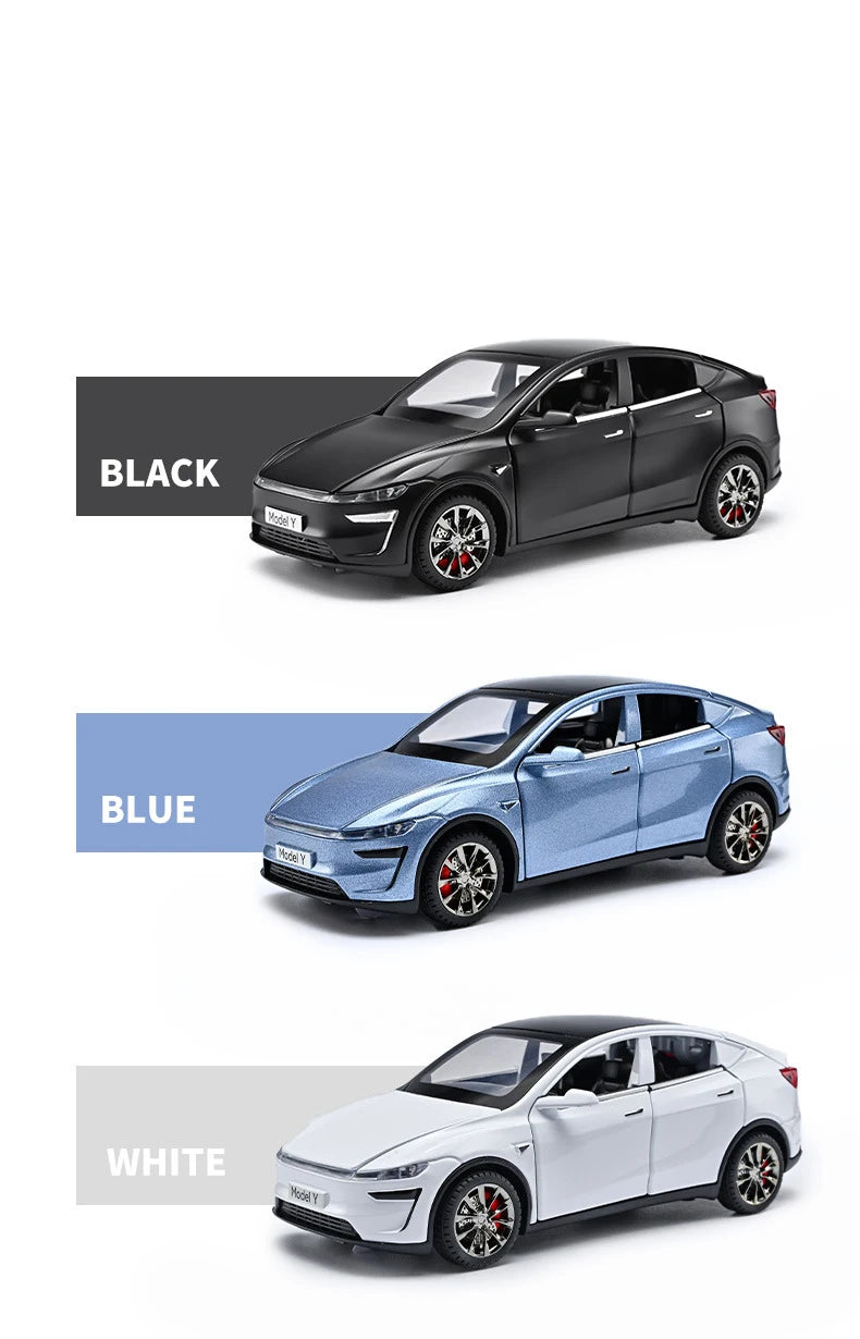 Tesla Model Y 1:32 Diecast Alloy Car with Sound, Light &amp; Pull-Back Action