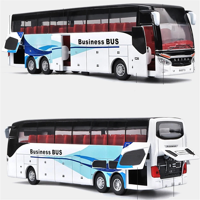 Electric Tourist Toy Traffic Bus Alloy Car Model Diecasts Simulation Metal Toy Business Bus Model Sound and Light Childrens Gift