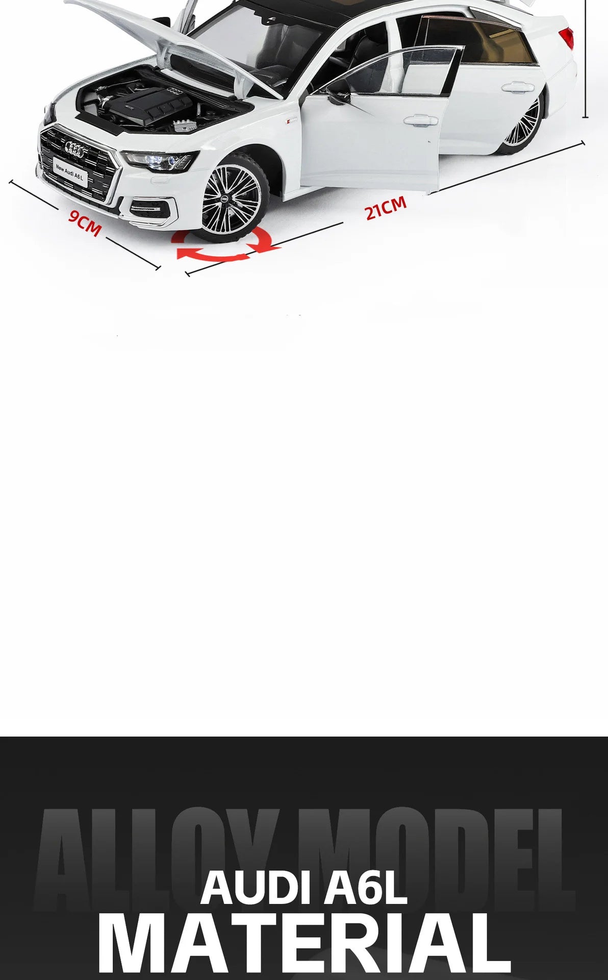 AUDI A6 Alloy Diecast Model Car - Sound and Light Collection Edition – 1:24 Scale