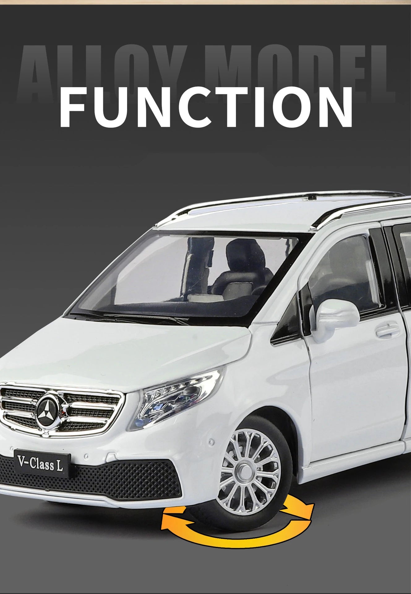 Mercedes-Benz V260 MPV Diecast Model Car with Sound, Light, Pull-Back Action – 1:24 Scale