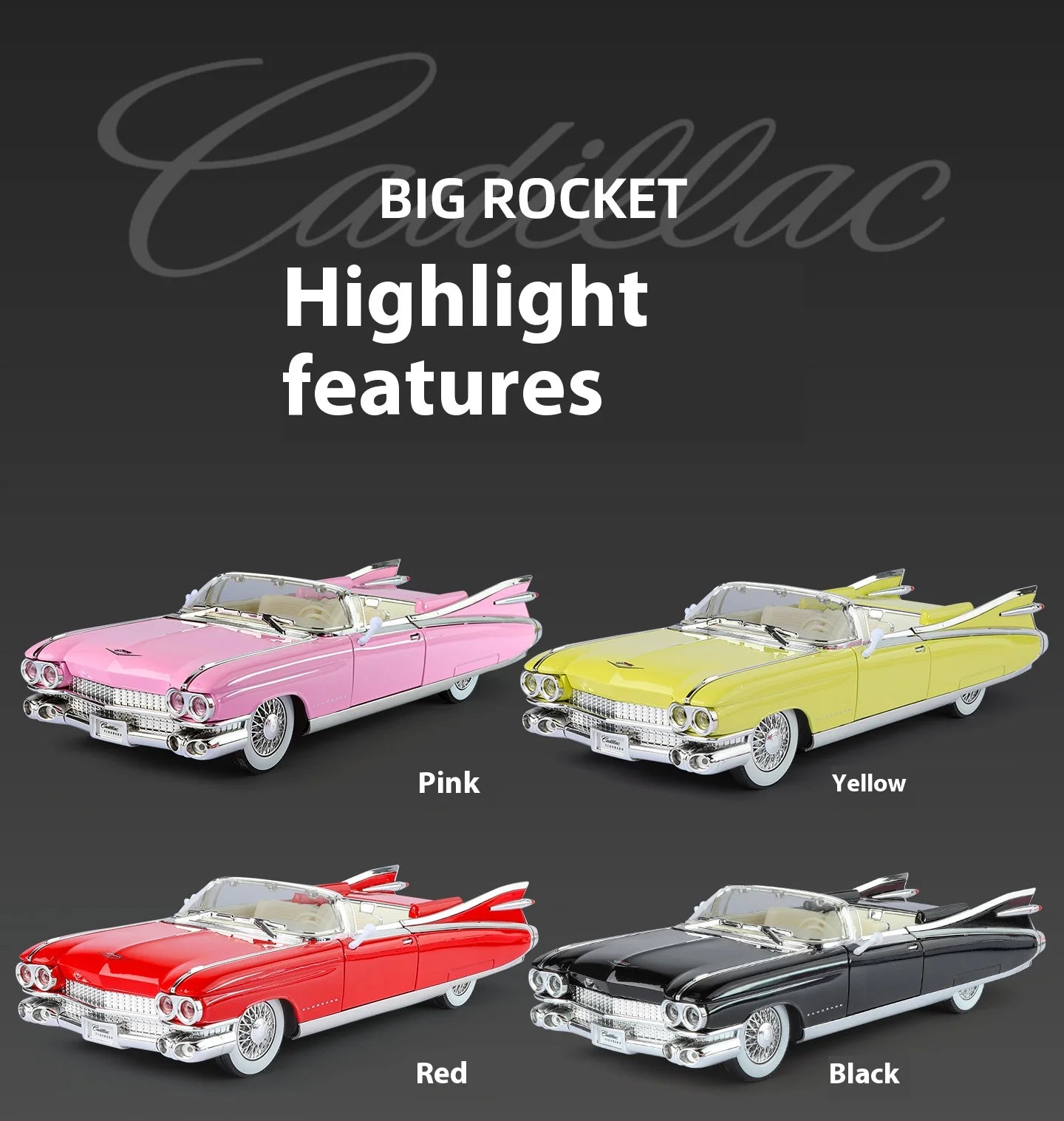 1:24 Retro Luxury Convertible Sports Car Diecast Model