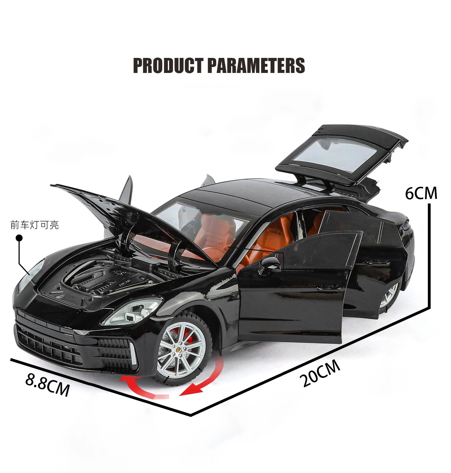 Porsche Panamera Diecast Alloy Model Car with Sound, Light &amp; Pull-Back Action