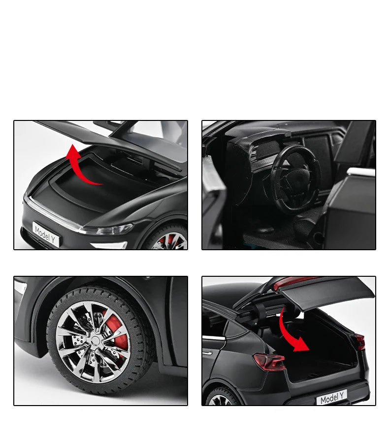 Tesla Model Y 1:32 Diecast Alloy Car with Sound, Light &amp; Pull-Back Action