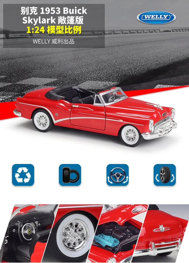 WELLY 1:24 Buick Skylark 1953 Alloy Car Diecasts & Toy Vehicles Car Model Miniature Scale Model Car Toy For Children