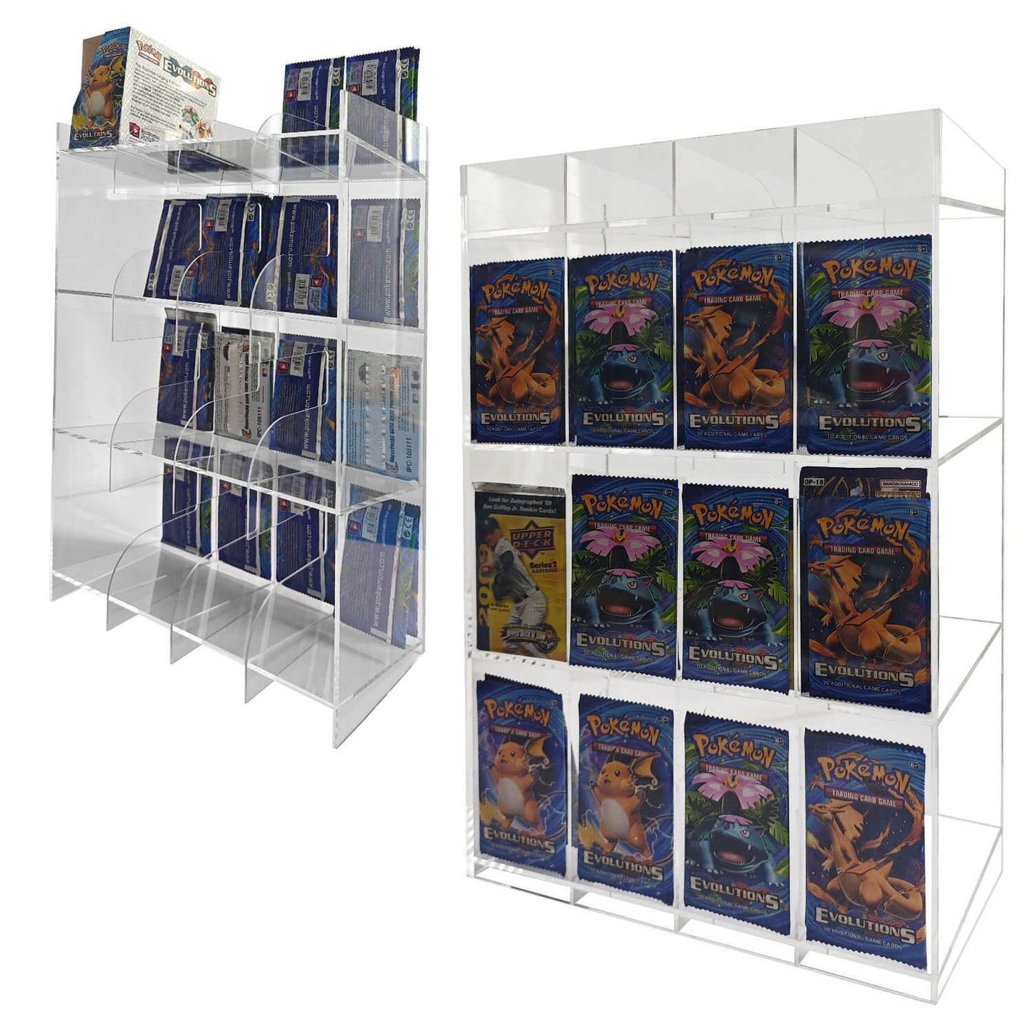 EVORETRO Acrylic Display Stand for Booster  DispenserPacks – Retail Counter Unit with Top Shelf