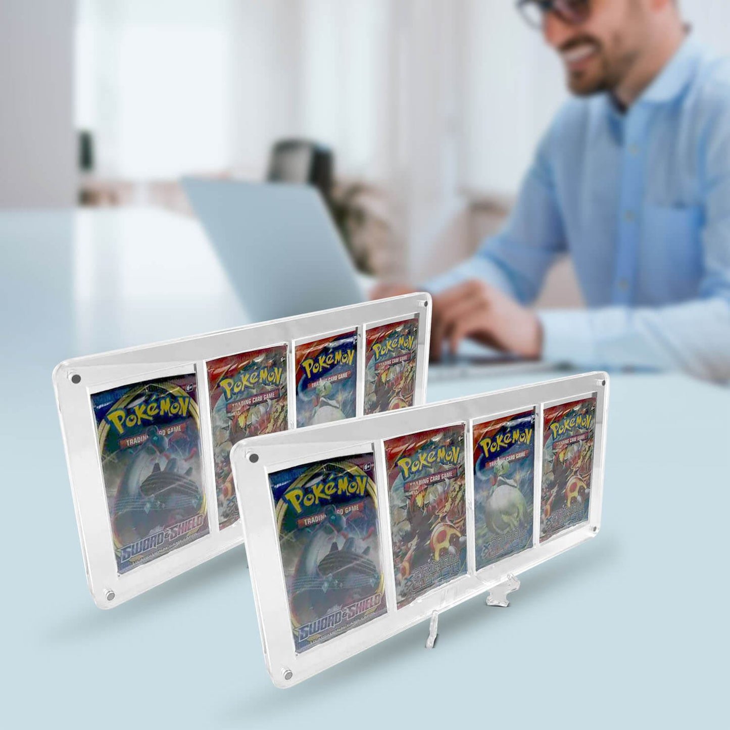 EVORETRO Magnetic Acrylic Booster Pack Display Case 4-Slot
